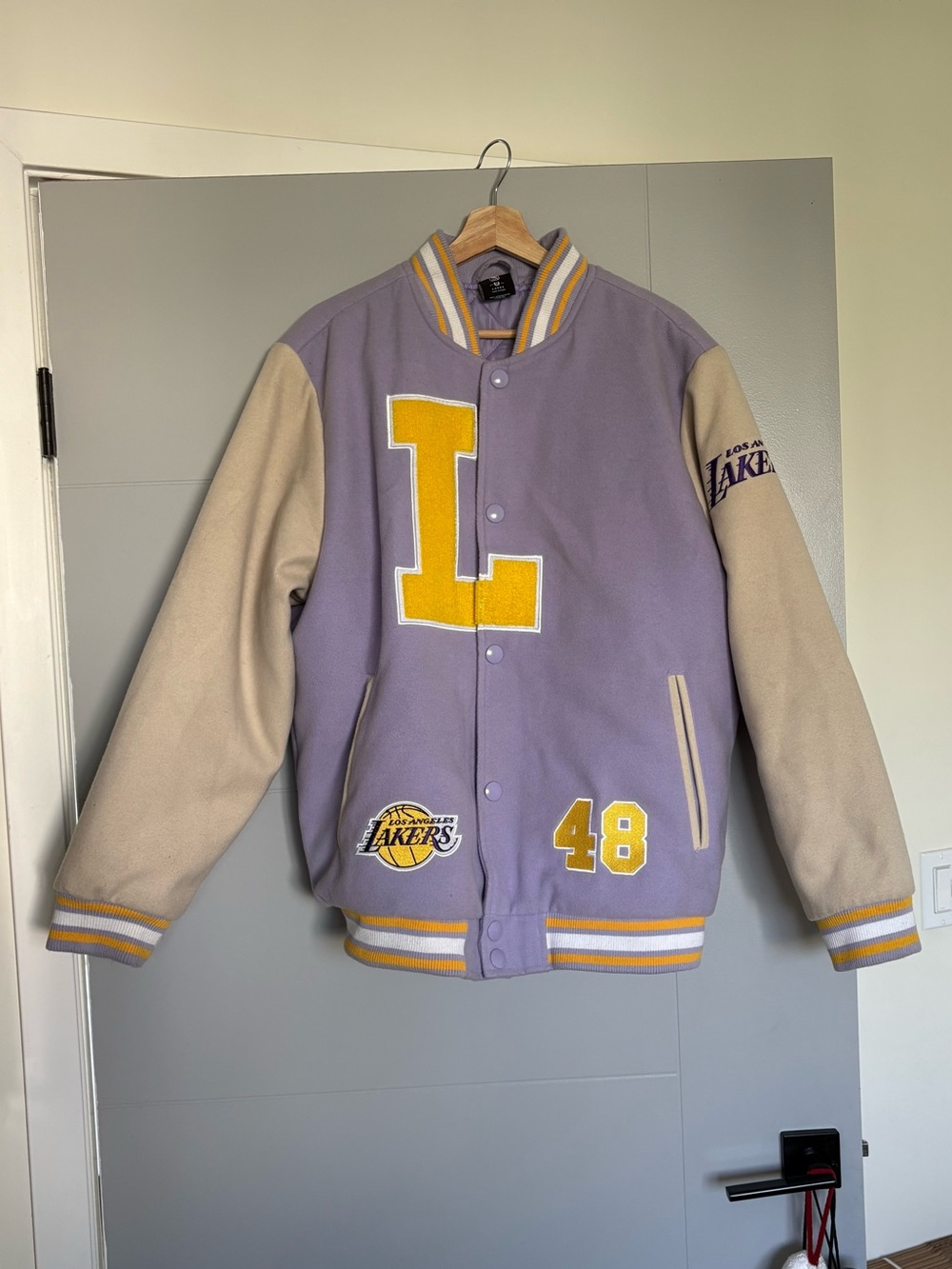 NBA Team Apparel Los Angeles Lakers Fleece Varsity Jacket Purple Large